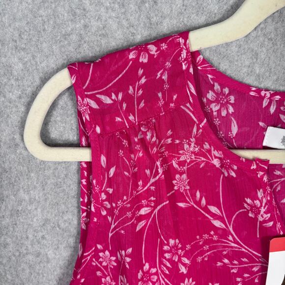 Cristina B Blouse Medium Floral Flowy Sheer Tunic Tank Tiered Cottage Feminine - Picture 7 of 12